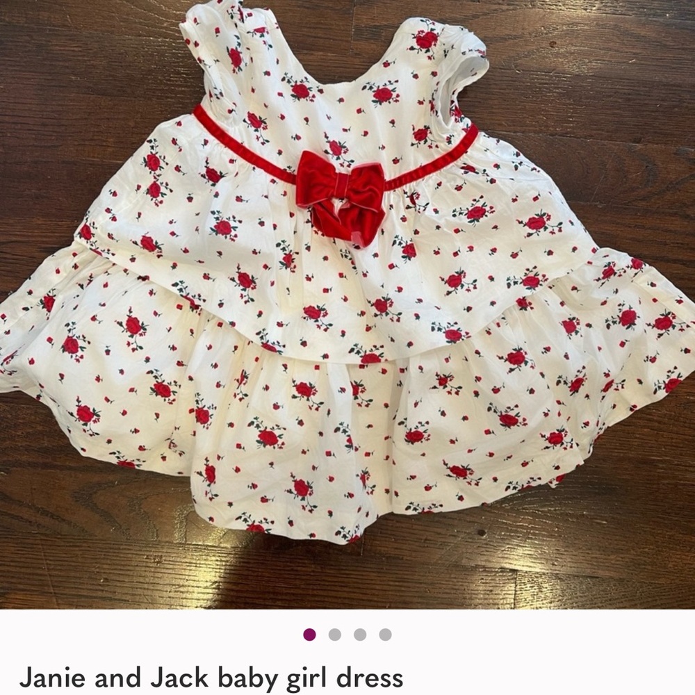 Janie and Jack White Dress with Red Floral Accents